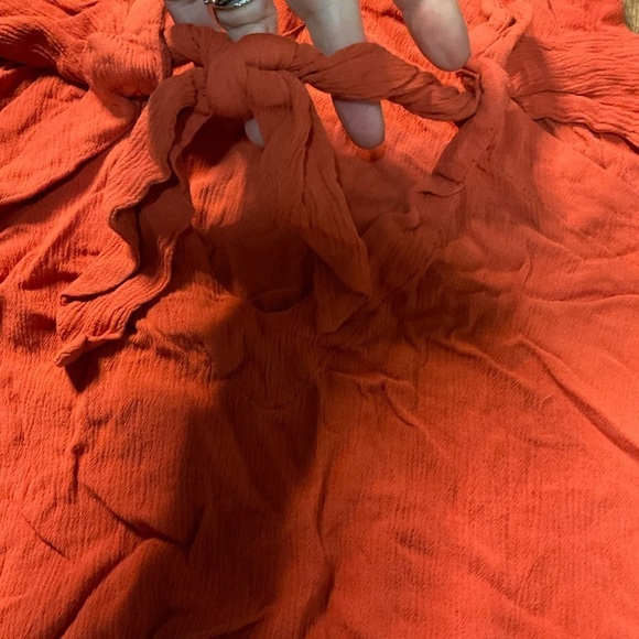 Lulus Adrift Tank Top Women's Medium Orange Side Cut Out Tie Back - Picture 4 of 7